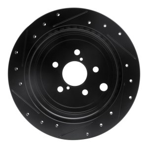 Scion FR-S Brake Rotor (1) - Rear Right - R1 Concepts - Drilled & Slotted - Black - `10-`25